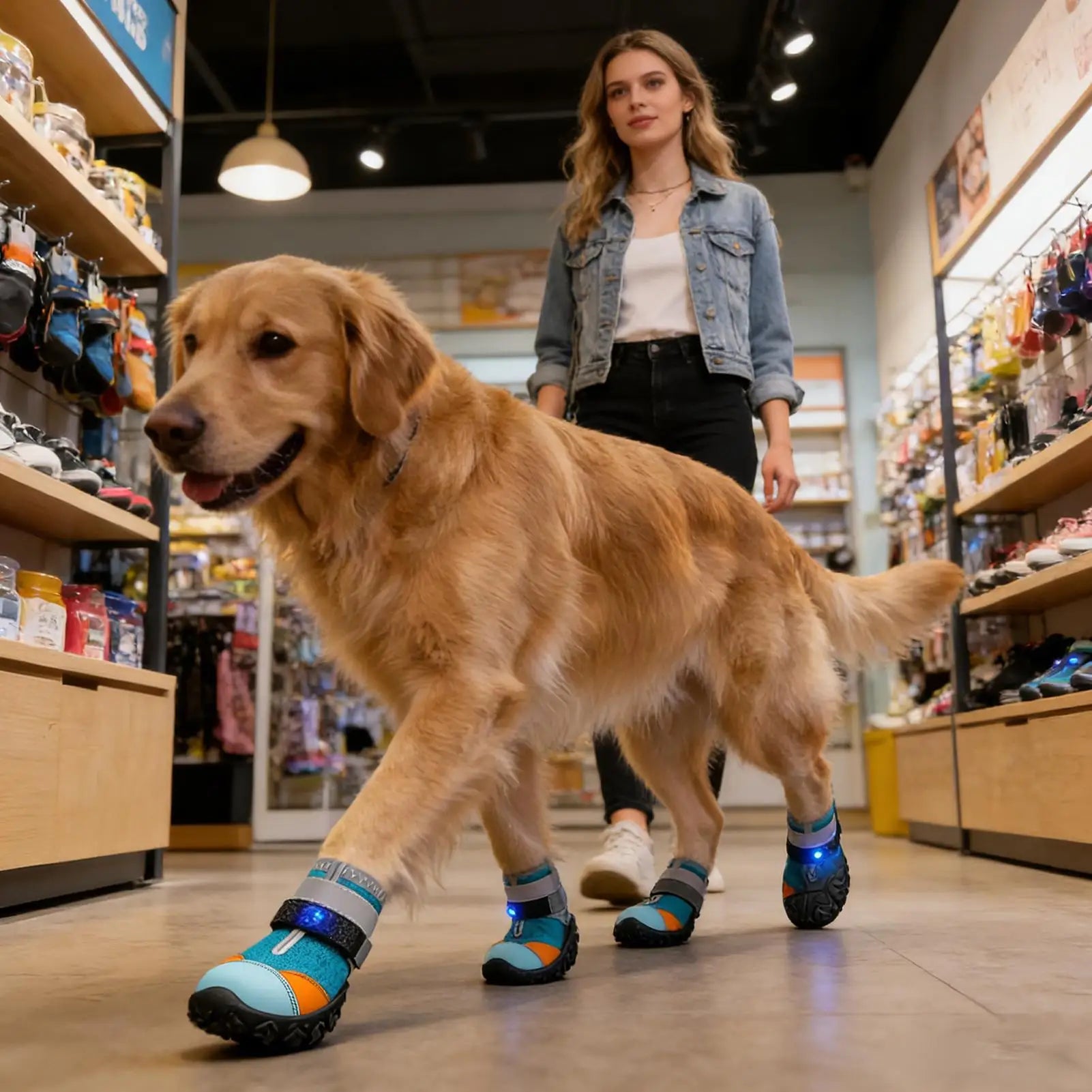 Zapatos transpirables para mascotas antideslizantes LED
